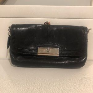 Coach black leather clutch